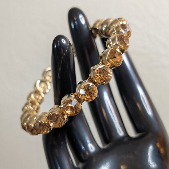 Topaz Crystal Gold Tone Magnetic Close Bangle Bracelet - Picture 1 of 8